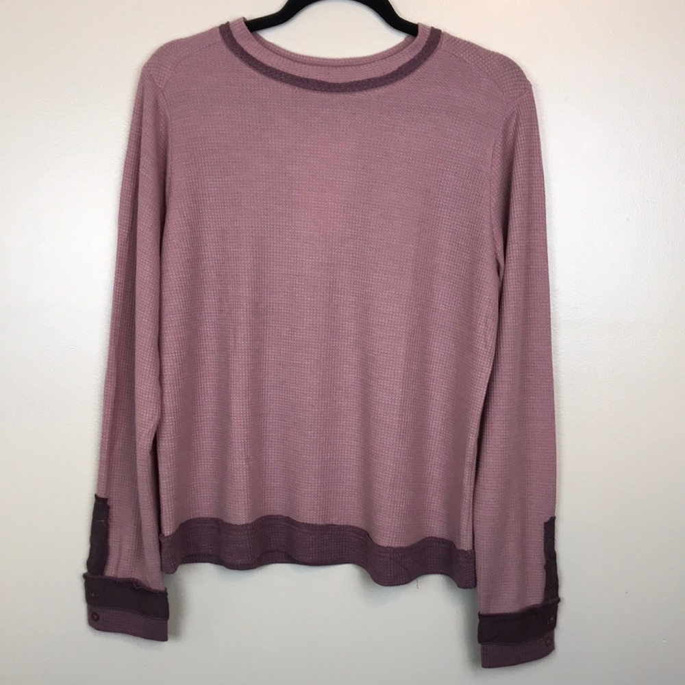 NWT Kori contrast waffle knit with raw edges